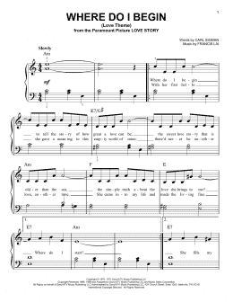 page one of Where Do I Begin (Love Theme) (Easy Piano)