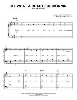 page one of Oh, What A Beautiful Mornin' (from Oklahoma!) (Easy Piano)