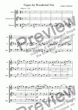 page one of Fugue for Woodwind Trio