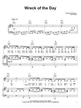 page one of Wreck of the Day (Piano, Vocal & Guitar Chords (Right-Hand Melody))
