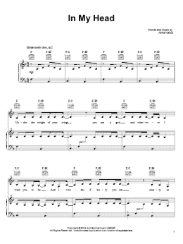page one of In My Head (Piano, Vocal & Guitar Chords (Right-Hand Melody))
