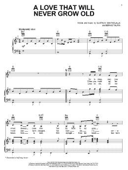 page one of A Love That Will Never Grow Old (Piano, Vocal & Guitar Chords (Right-Hand Melody))