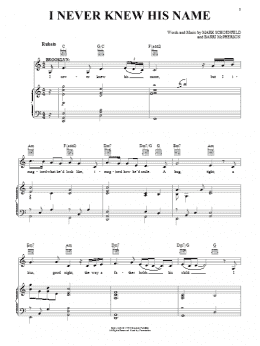 page one of I Never Knew His Name (Piano, Vocal & Guitar Chords (Right-Hand Melody))