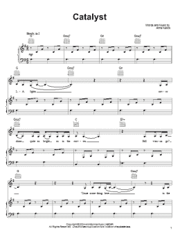 page one of Catalyst (Piano, Vocal & Guitar Chords (Right-Hand Melody))