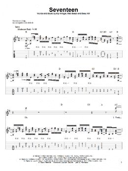 page one of Seventeen (Guitar Tab (Single Guitar))