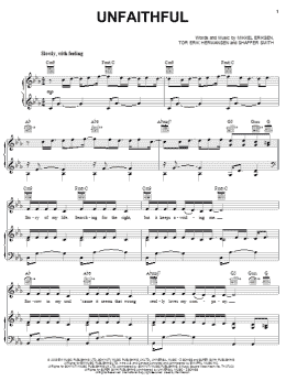 page one of Unfaithful (Piano, Vocal & Guitar Chords (Right-Hand Melody))