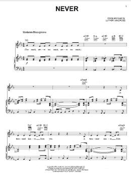 page one of Never (Piano, Vocal & Guitar Chords (Right-Hand Melody))