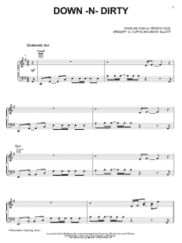 page one of Down-N-Dirty (Piano, Vocal & Guitar Chords (Right-Hand Melody))
