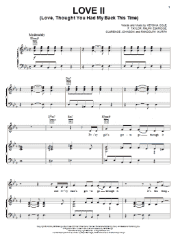 page one of Love II (Love, Thought You Had My Back This Time) (Piano, Vocal & Guitar Chords (Right-Hand Melody))