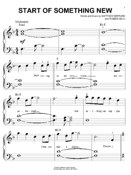 page one of Start Of Something New (Big Note Piano)