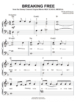 page one of Breaking Free (from High School Musical) (Big Note Piano)