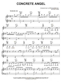 page one of Concrete Angel (Piano, Vocal & Guitar Chords (Right-Hand Melody))