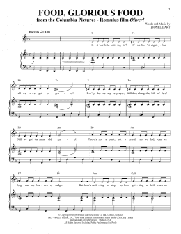 page one of Food, Glorious Food (Piano & Vocal)