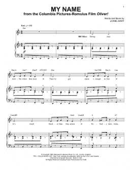 page one of My Name (Piano & Vocal)