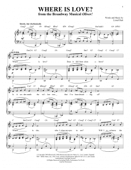 page one of Where Is Love? (Piano & Vocal)