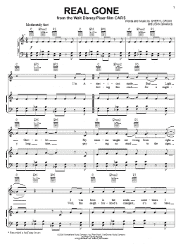 page one of Real Gone (from Cars) (Piano, Vocal & Guitar Chords (Right-Hand Melody))