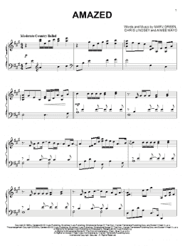 page one of Amazed (Piano Solo)