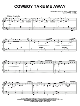page one of Cowboy Take Me Away (Piano Solo)