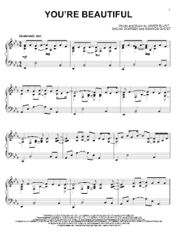 page one of You're Beautiful (Piano Solo)