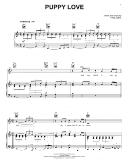 page one of Puppy Love (Piano, Vocal & Guitar Chords (Right-Hand Melody))