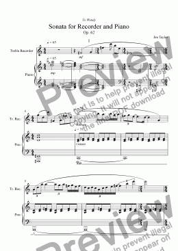 page one of Sonata for Recorder and Piano