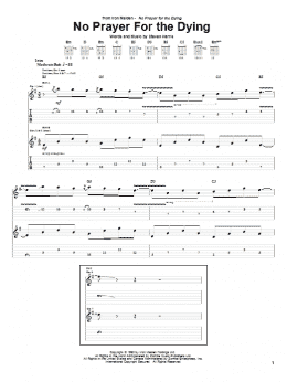 page one of No Prayer For The Dying (Guitar Tab)