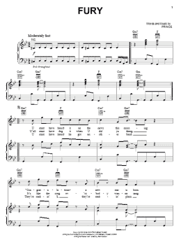 page one of Fury (Piano, Vocal & Guitar Chords (Right-Hand Melody))