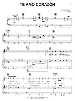 page one of Te Amo Corazon (Piano, Vocal & Guitar Chords (Right-Hand Melody))