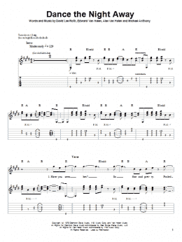 page one of Dance The Night Away (Guitar Tab (Single Guitar))