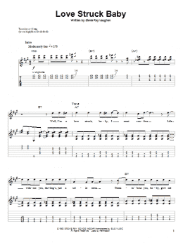 page one of Love Struck Baby (Guitar Tab (Single Guitar))
