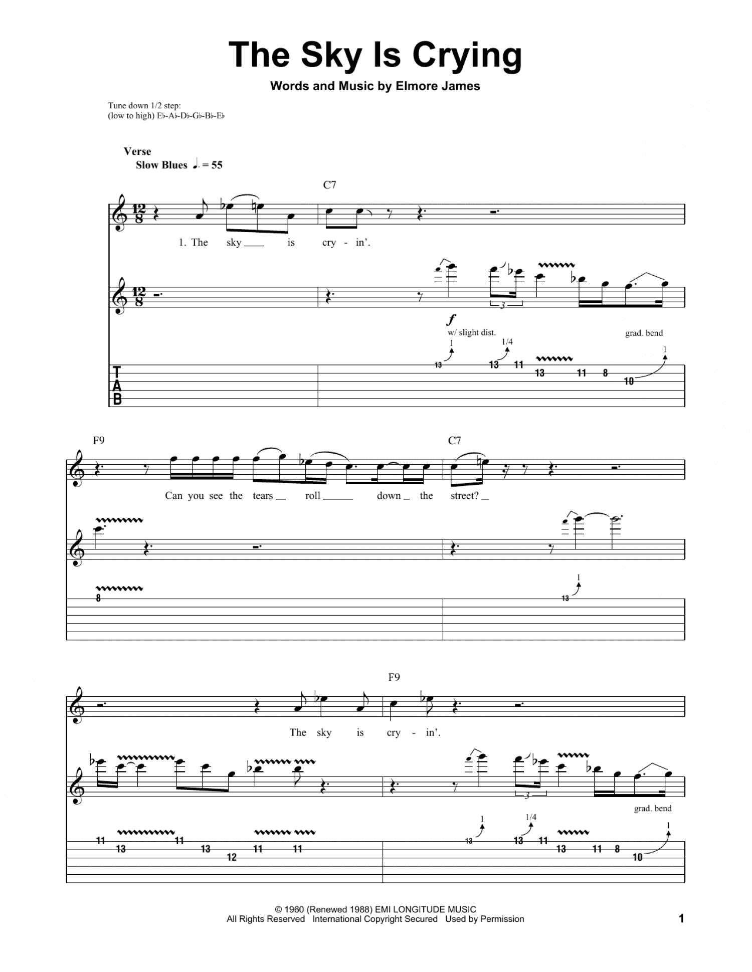 The Sky Is Crying (Guitar Tab (Single Guitar))