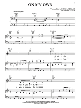 page one of On My Own (Piano, Vocal & Guitar Chords (Right-Hand Melody))