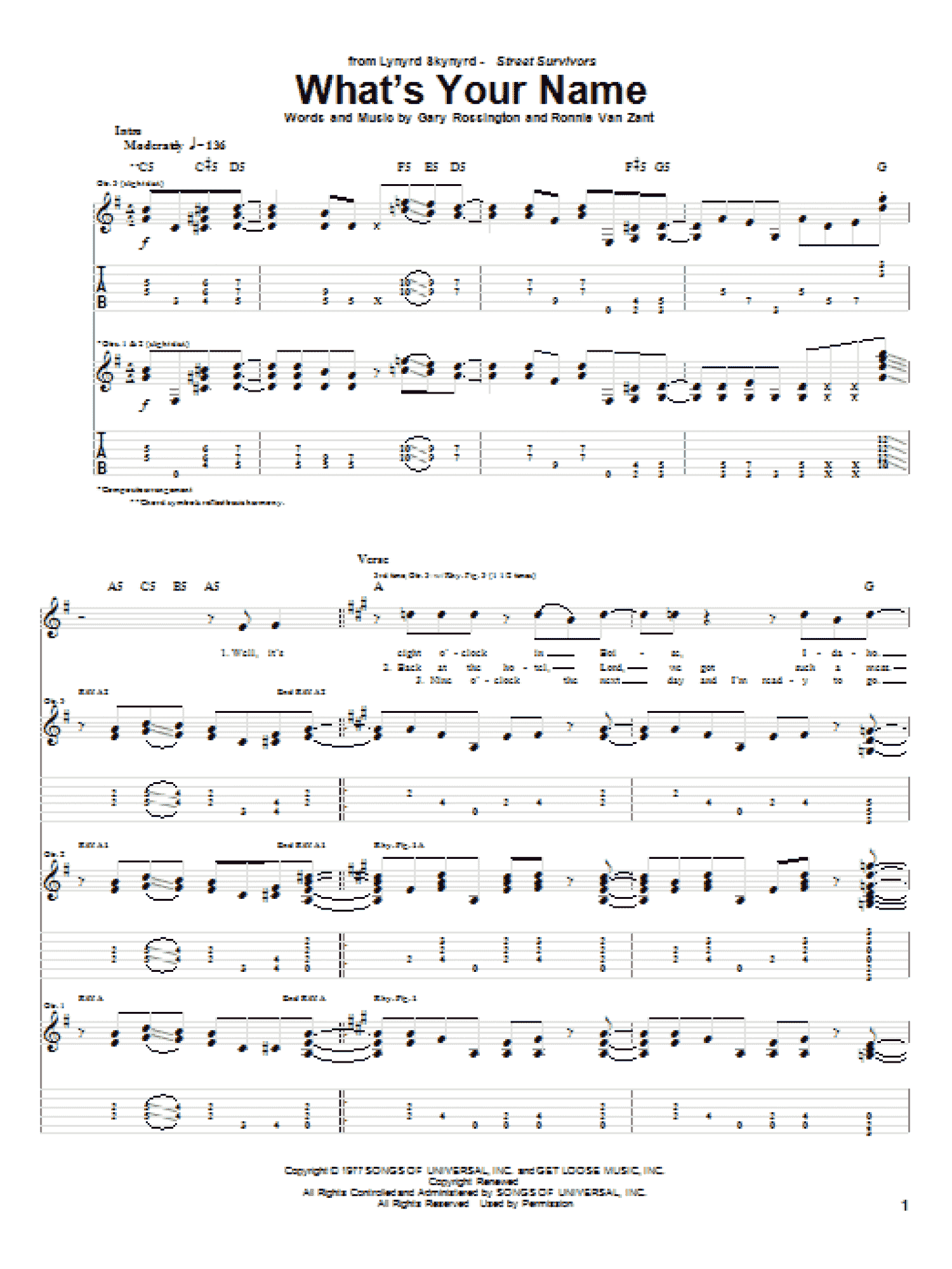 What's Your Name (Guitar Tab)