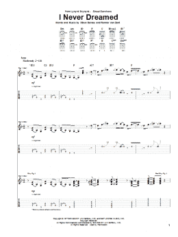page one of I Never Dreamed (Guitar Tab)
