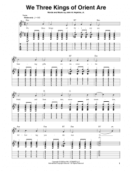 page one of We Three Kings Of Orient Are (Guitar Tab (Single Guitar))