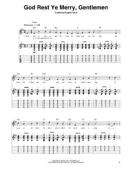 page one of God Rest Ye Merry, Gentlemen (Guitar Tab (Single Guitar))