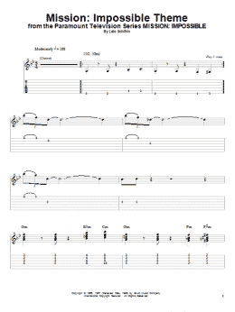 page one of Mission: Impossible Theme (Guitar Tab (Single Guitar))