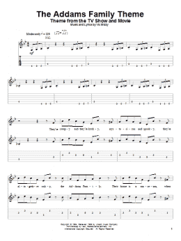 page one of The Addams Family Theme (Guitar Tab (Single Guitar))