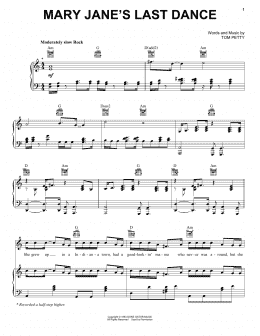 page one of Mary Jane's Last Dance (Piano, Vocal & Guitar Chords (Right-Hand Melody))