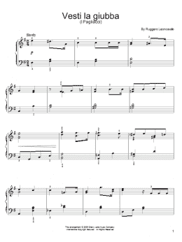 page one of Vesti La Giubba (Easy Piano)
