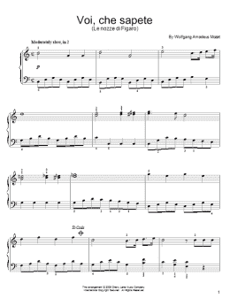 page one of Voi, Che Sapete (Easy Piano)