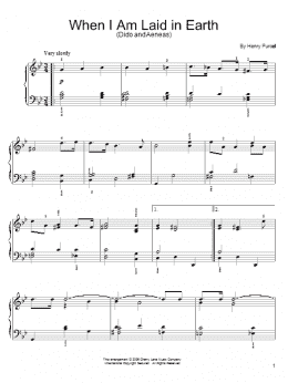 page one of When I Am Laid In Earth (from Dido And Aeneas) (Easy Piano)