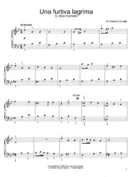 page one of Una Furtiva Lagrima (A Furtive Tear) (Easy Piano)