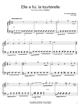 page one of Elle A Fui, La Tourterelle (Easy Piano)