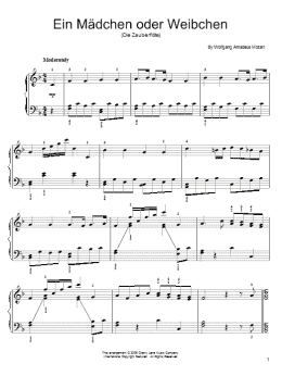 page one of Ein Madchen Oder Weibchen (Easy Piano)