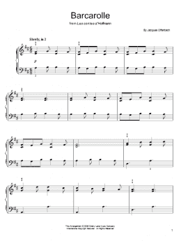 page one of Barcarolle (Easy Piano)