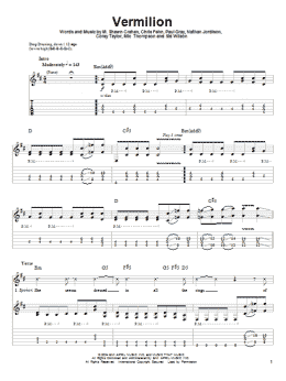 page one of Vermilion (Guitar Tab (Single Guitar))