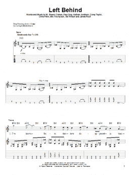 page one of Left Behind (Guitar Tab (Single Guitar))