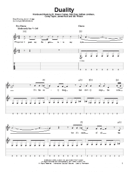 page one of Duality (Guitar Tab (Single Guitar))