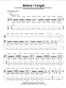 page one of Before I Forget (Guitar Tab (Single Guitar))
